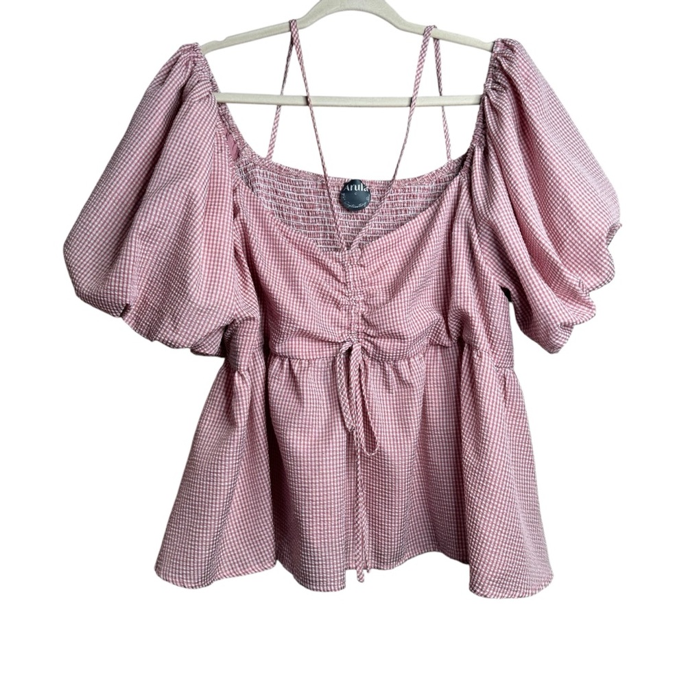 ARULA Pink Gingham Blouse